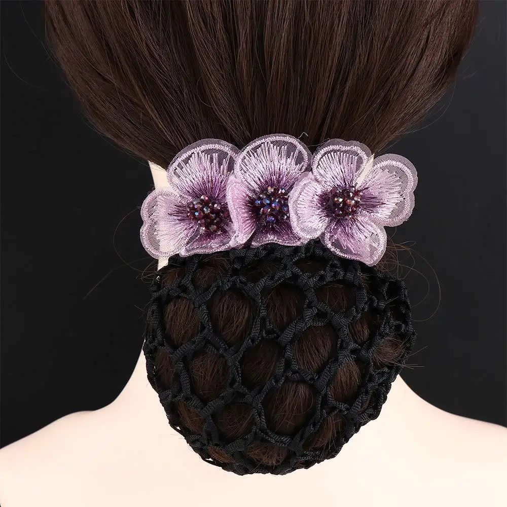 Head Nurses Flight Attendant Bank Staff Gift For Mom Bow Bun Net Snood Women Hairpin Korean Style Headdress Hair Accessories