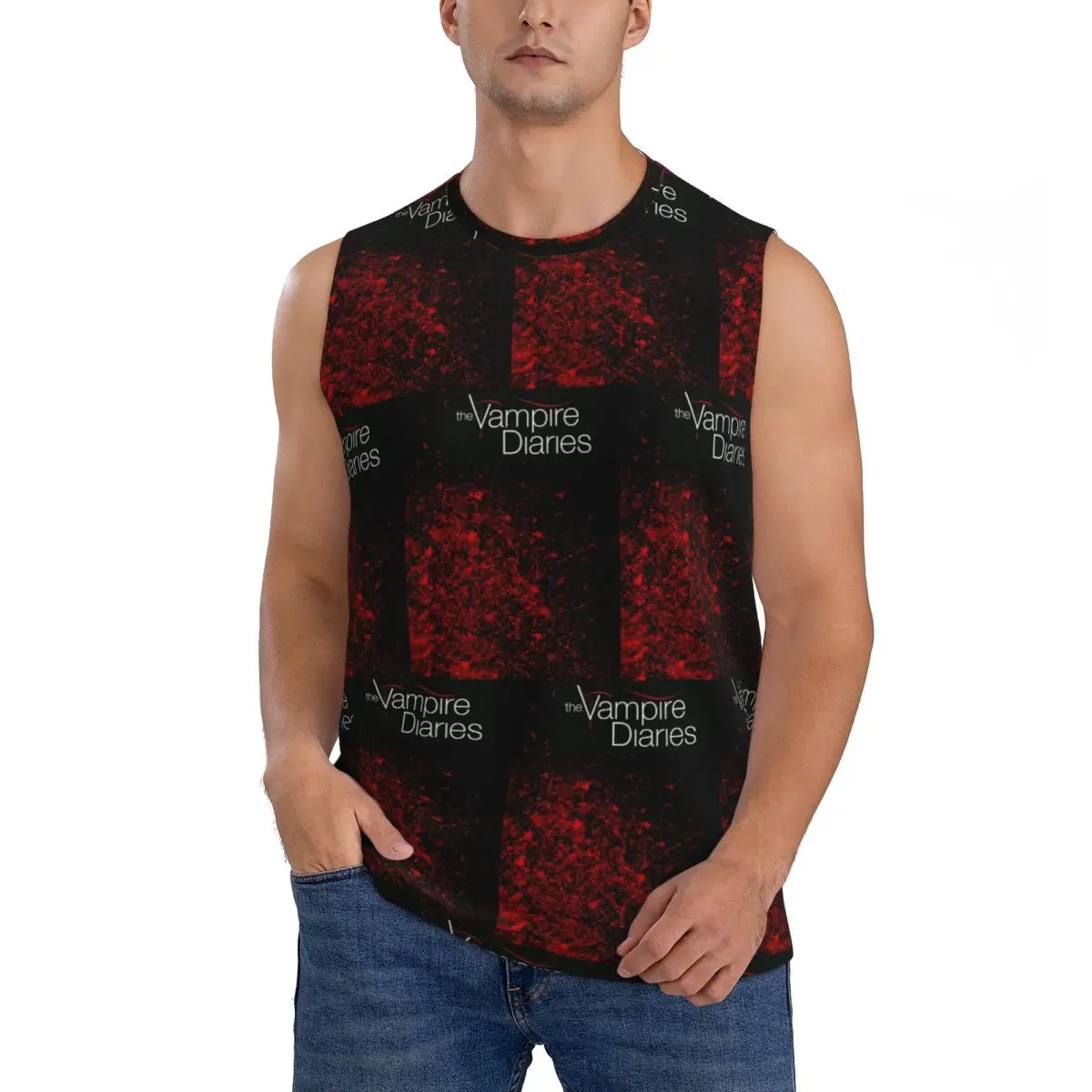 The Vampire Diaries Damon Salvatore Men Sleeveless Tank Tops Quick Dry Breathable Gym Fitness Running Summer Casual Sport Vest