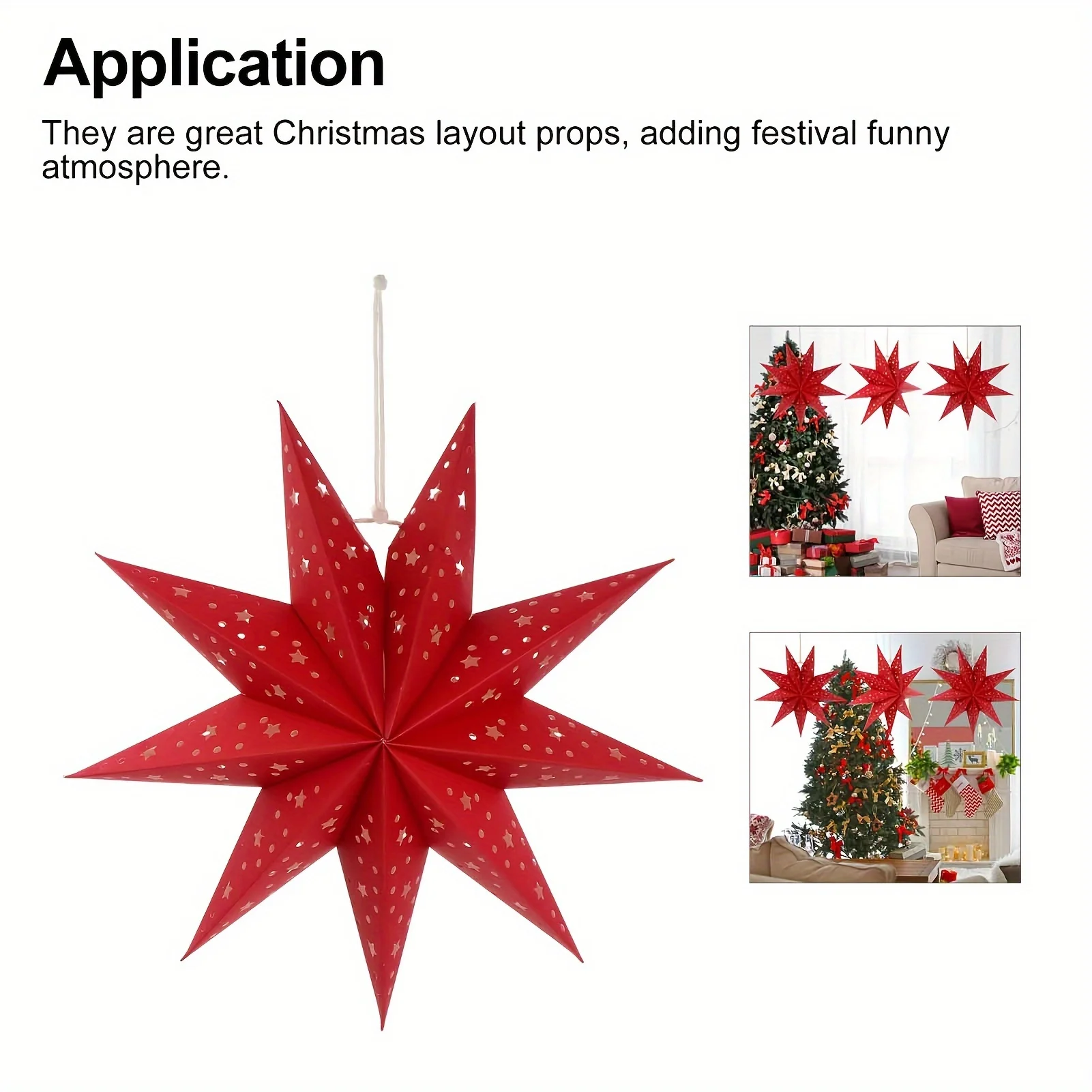 Christmas paper star lights, foldable holiday decorations, compatible with string lights for Christmas and New Year decorations