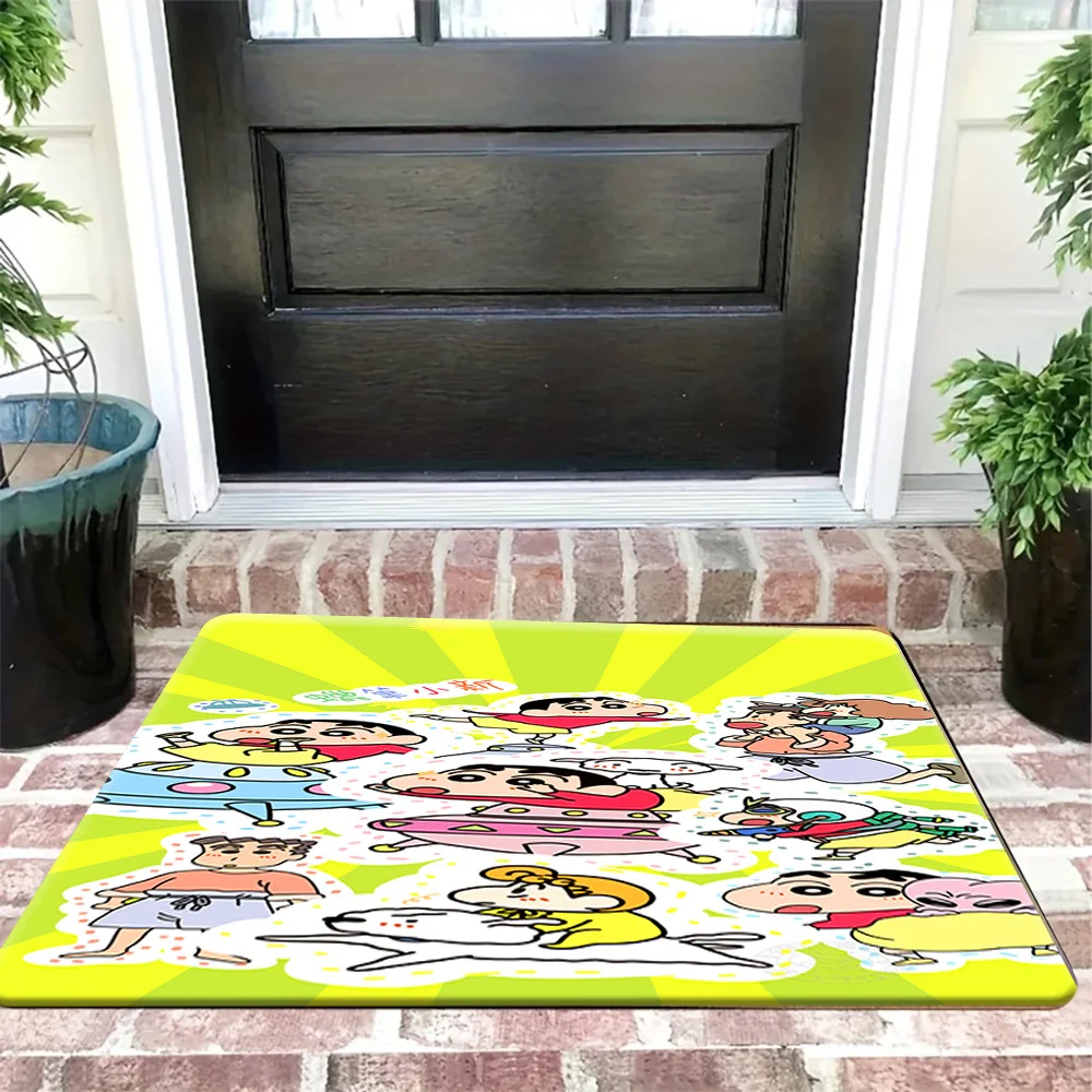 

Нескользящий придверный коврик с принтом коллажа всех персонажей Crayon Shin-chan, милый аниме-дизайн с семьей, друзьями и Широ, декоративный коврик для входа