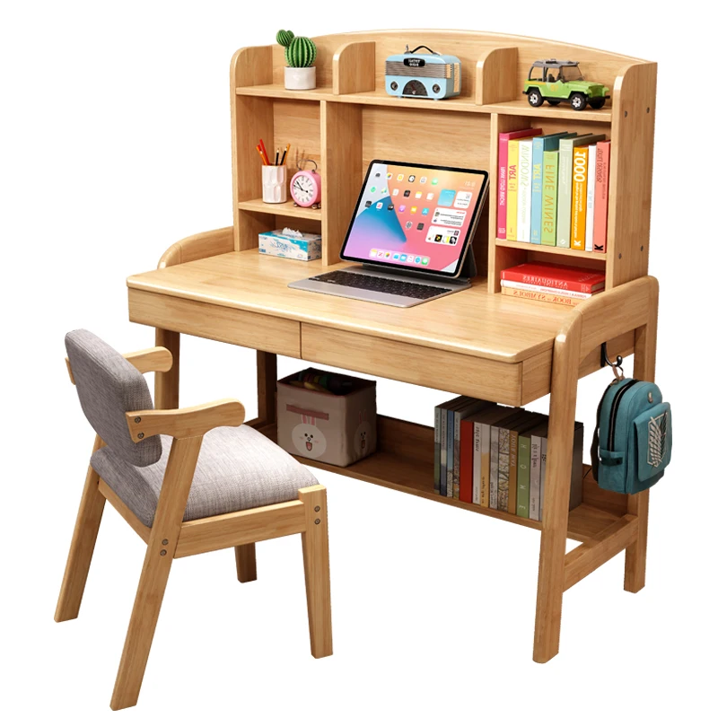 

Simple solid wood, bookshelf, integrated laptop, small unit study, student writing desk with adjustable height