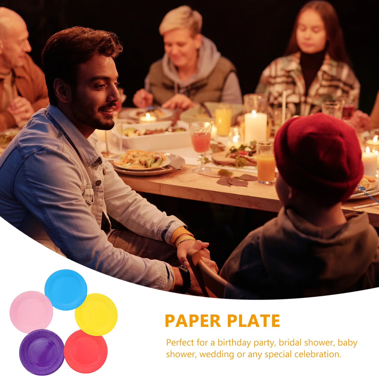 

50pcs Disposable Paper Plates Colorful Eco Friendly for Wedding Birthday Baby Shower Cake Buffet Bulk Tableware