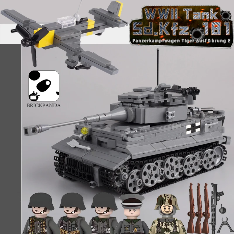 Military Series Main Battle Tank Building Blocks WW2 German Sd.Kfz. 181 Tiger Tank Army Soldier Weapon Bricks Kids Toys Gifts