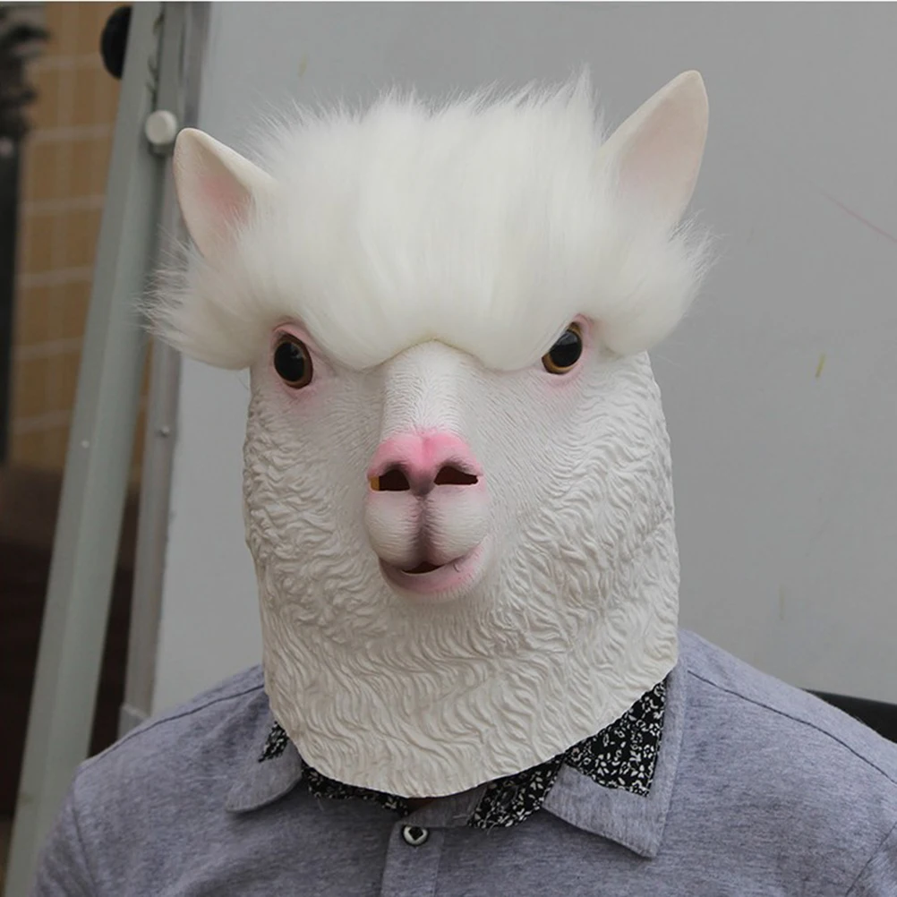 

Alpaca Mask Latex Animal Head Masks for Masquerade Carnival Halloween Costume Props Realistic EcoFriendly Durable Fun Adult Teen