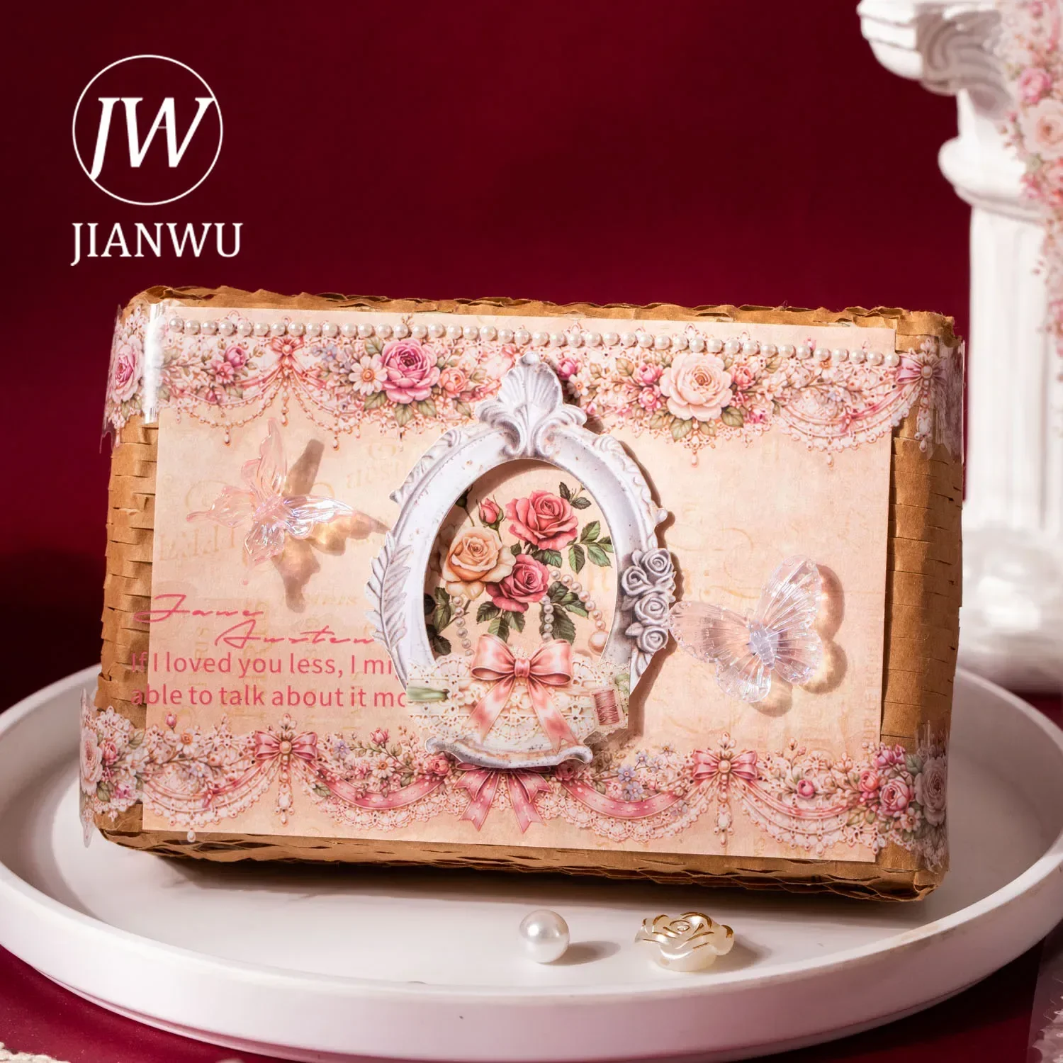 JIANWU 35mm*200cm Vintage Lace Flower Landscape Material Collage Scrapbooking PET Tape Creative DIY Journal Stationery - view 5
