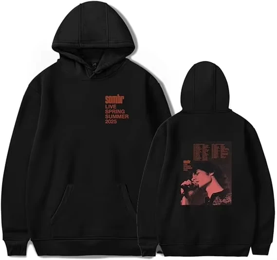 

Толстовка Sombr Merch LIVE 2025 Tour с длинными рукавами Merch для мужчин и женщин, пуловер, толстовка для фанатов