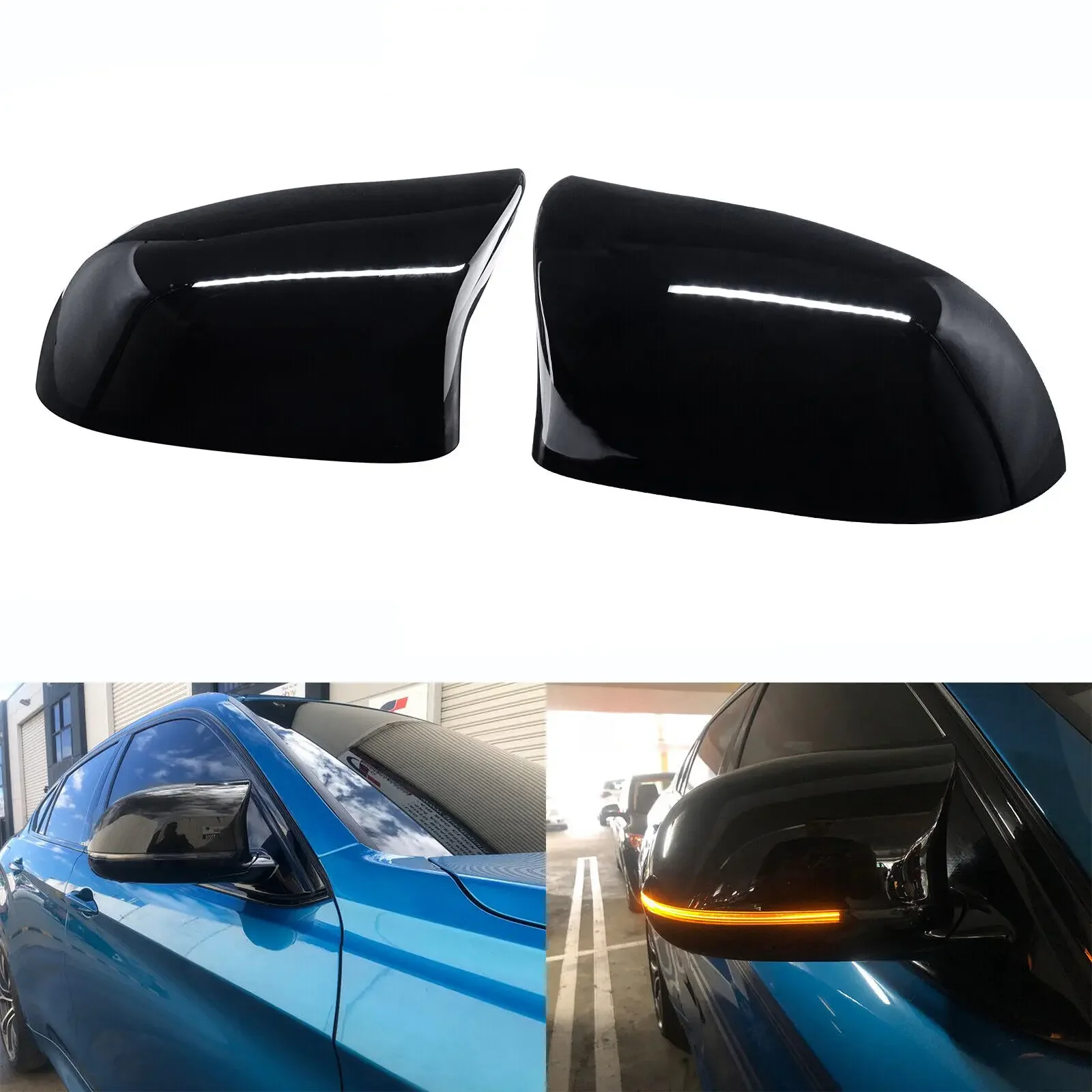 

Для ANGRONG глянцевые черные крышки зеркал на крыло для BMW X3 X4 X5 X6 серии F15 F16 F25 14-18