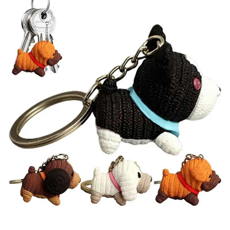 Car Key Backpack Keychain 4 Pieces Puppy Keychain with Cartoon Pet Dog Design Vivid Backpack Accessory Key Pendant for Bags