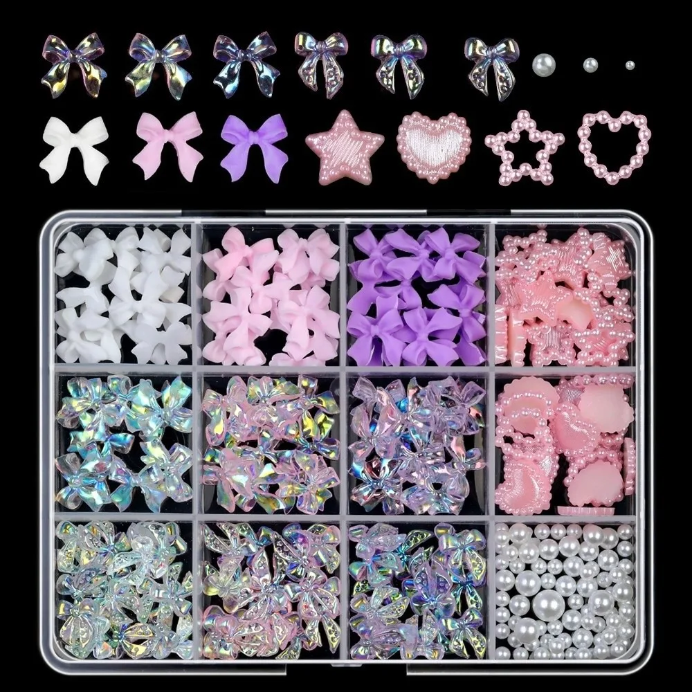 Multicolor Jelly Rhinestones Shimmer DIY Decoration 3D Nail Charms Mixed Bowknot Diamond Art Nail Art Decorations