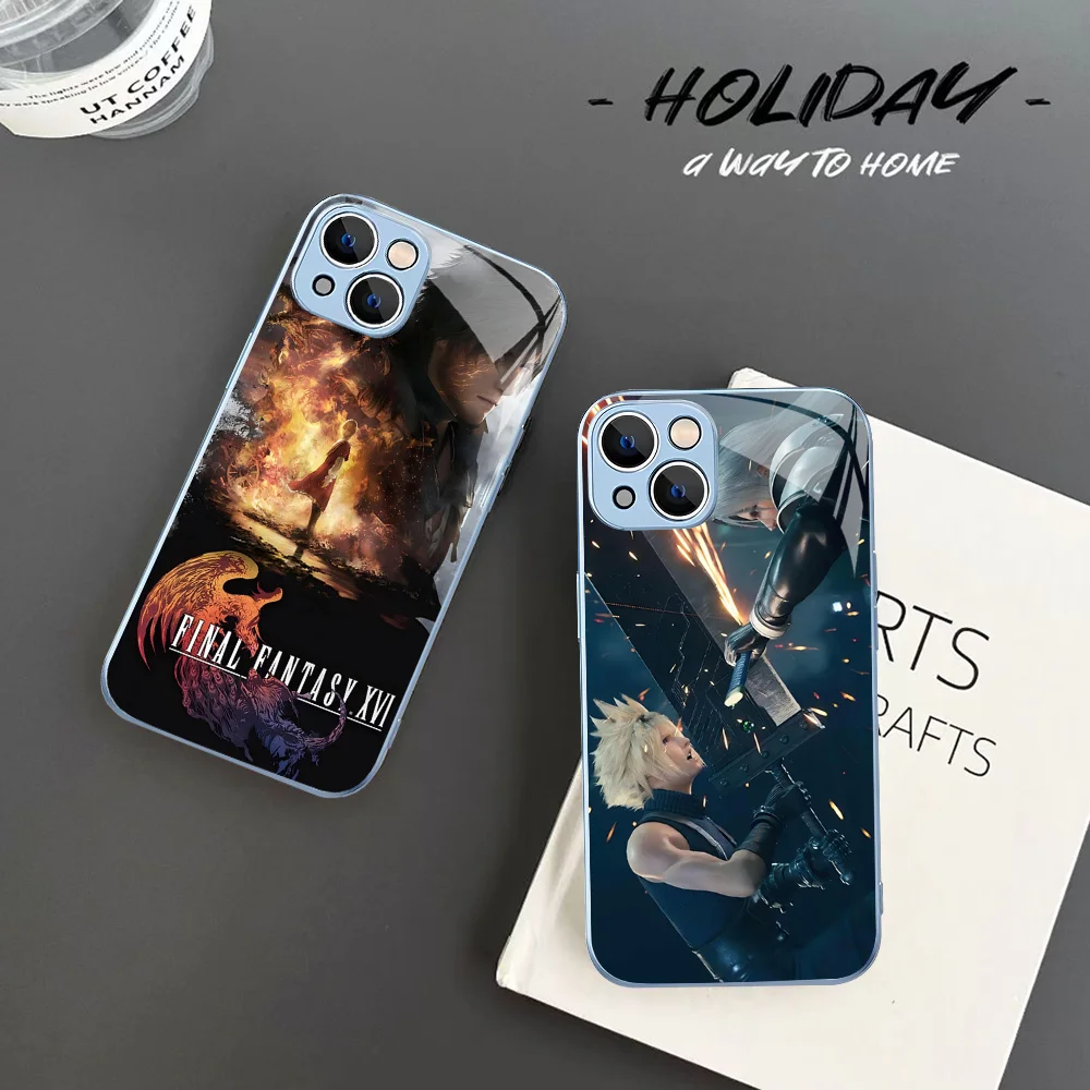 

F-Final F-Fantasy Phone Case Tempered Glass For iphone 14 13 12 11 Pro Mini XS MAX 14Plus X XS XR Fundas