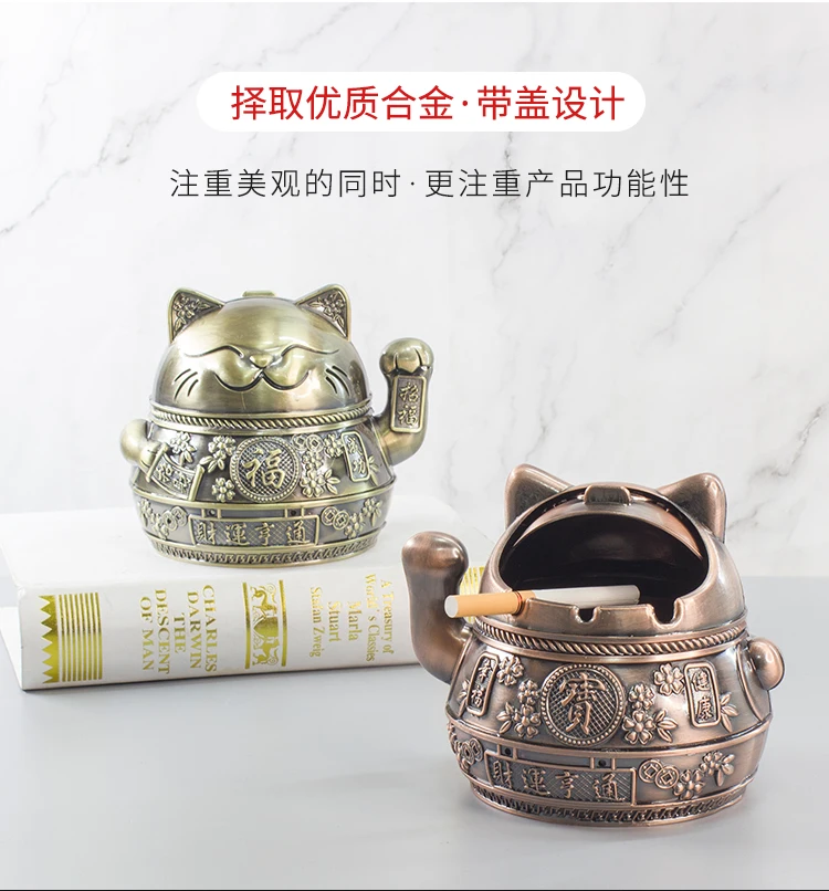TOP COOL GIFT Asia Thailand Japan Good luck Wealth metal ashtray mascot HOME office shop Decoration bring wealth fortune