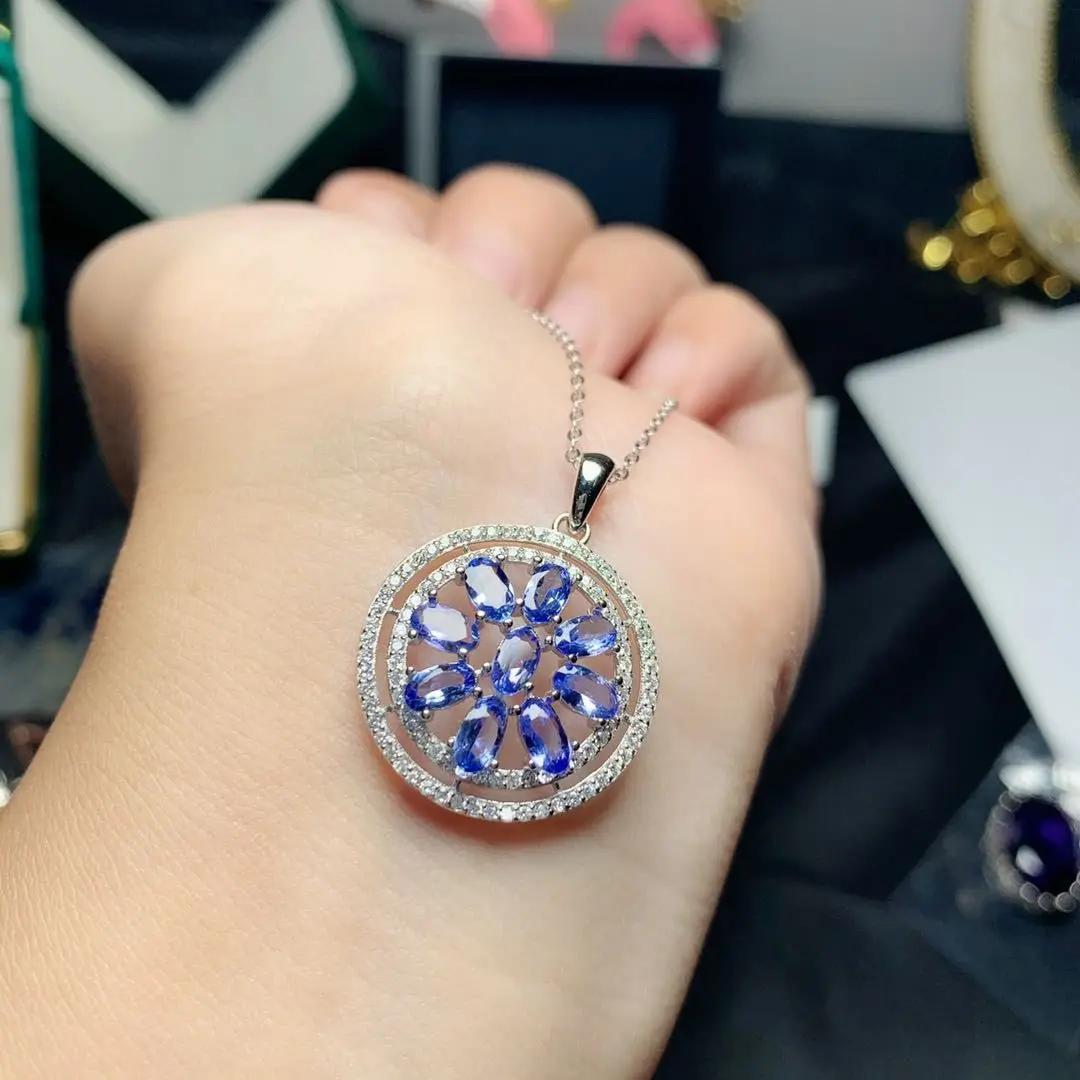 

ZECAA Fashion Fine Jewelry Woman Tanzanite Pendant With Natural Tanzanite Gemstone 3*5mm Pendant Jewelry For Wedding Girl Gift