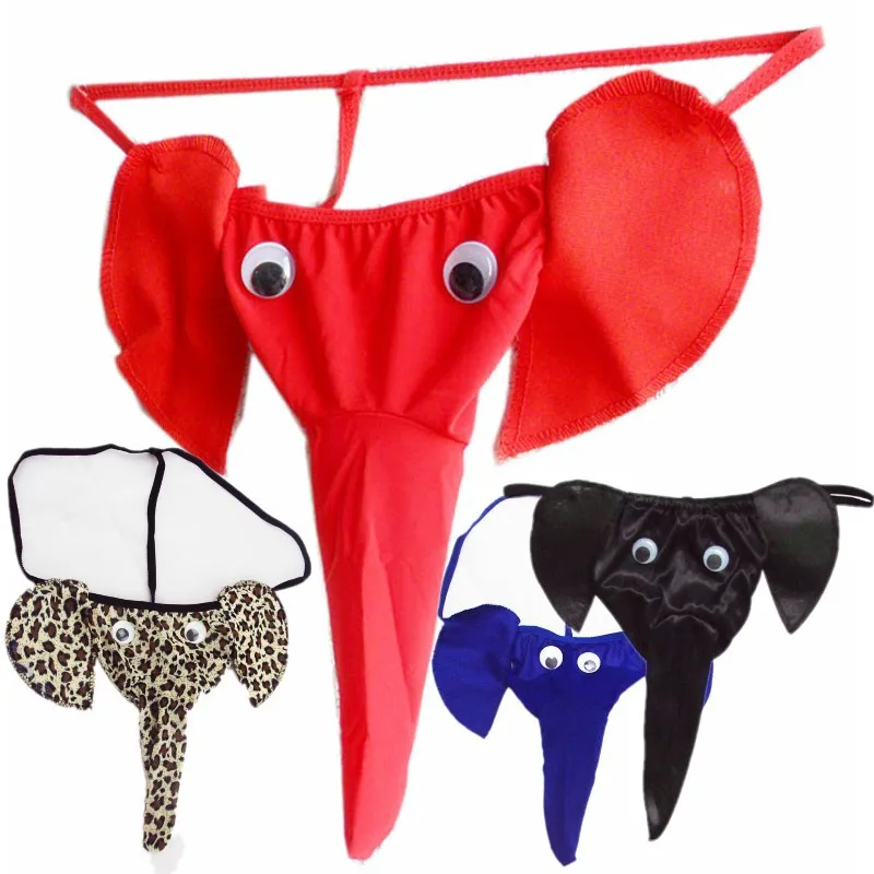 Elephant Nose Mens Bulge Thongs Underwear Animals Design Male Sex G Strings Erotic Gay Penis Pouch Funny Men\'s Low-waist T-back