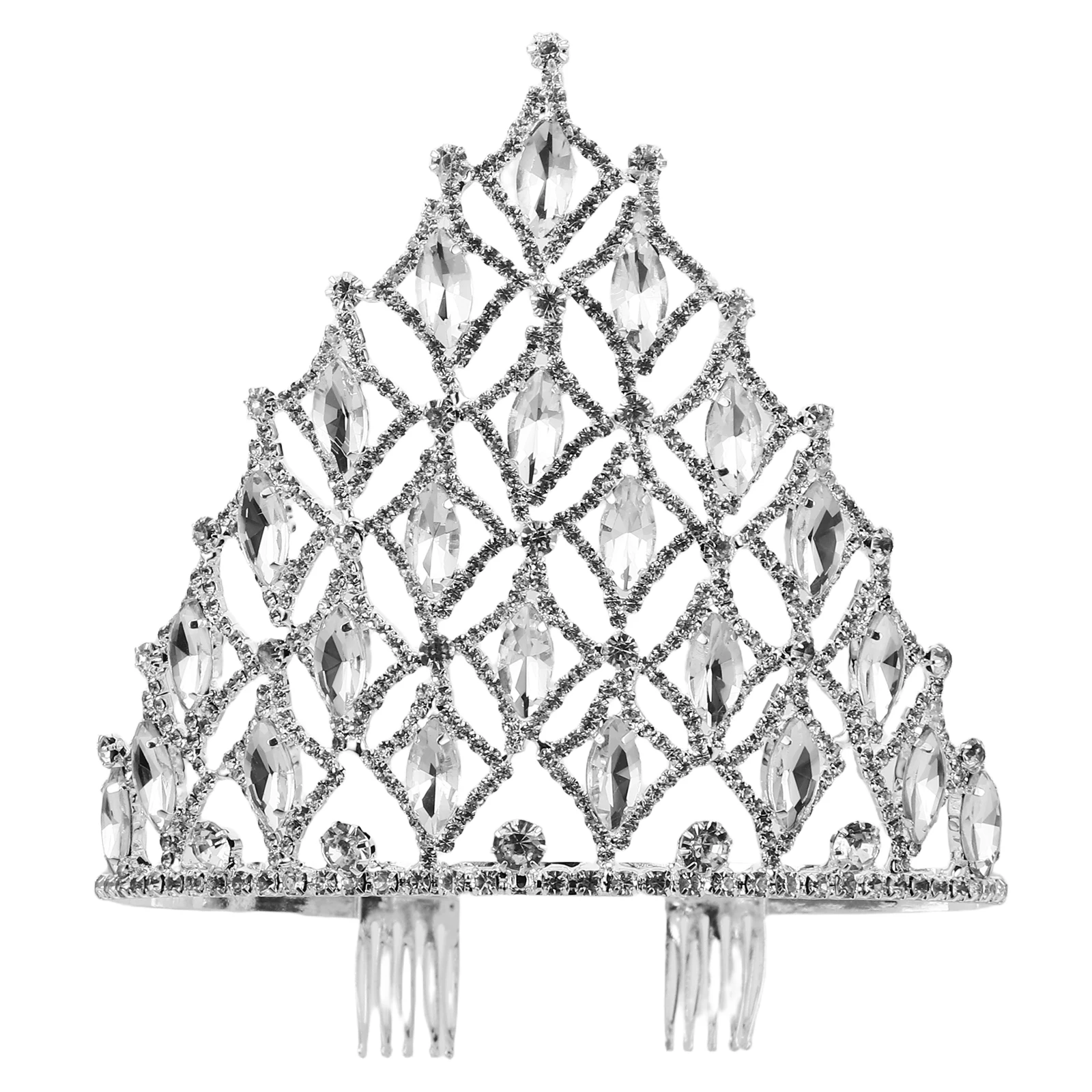 

Beauty Pageant Crown Tiaras Crystal Rhinestone Headpiece Women Wedding Party Prom Queen Accessories White Color Durability