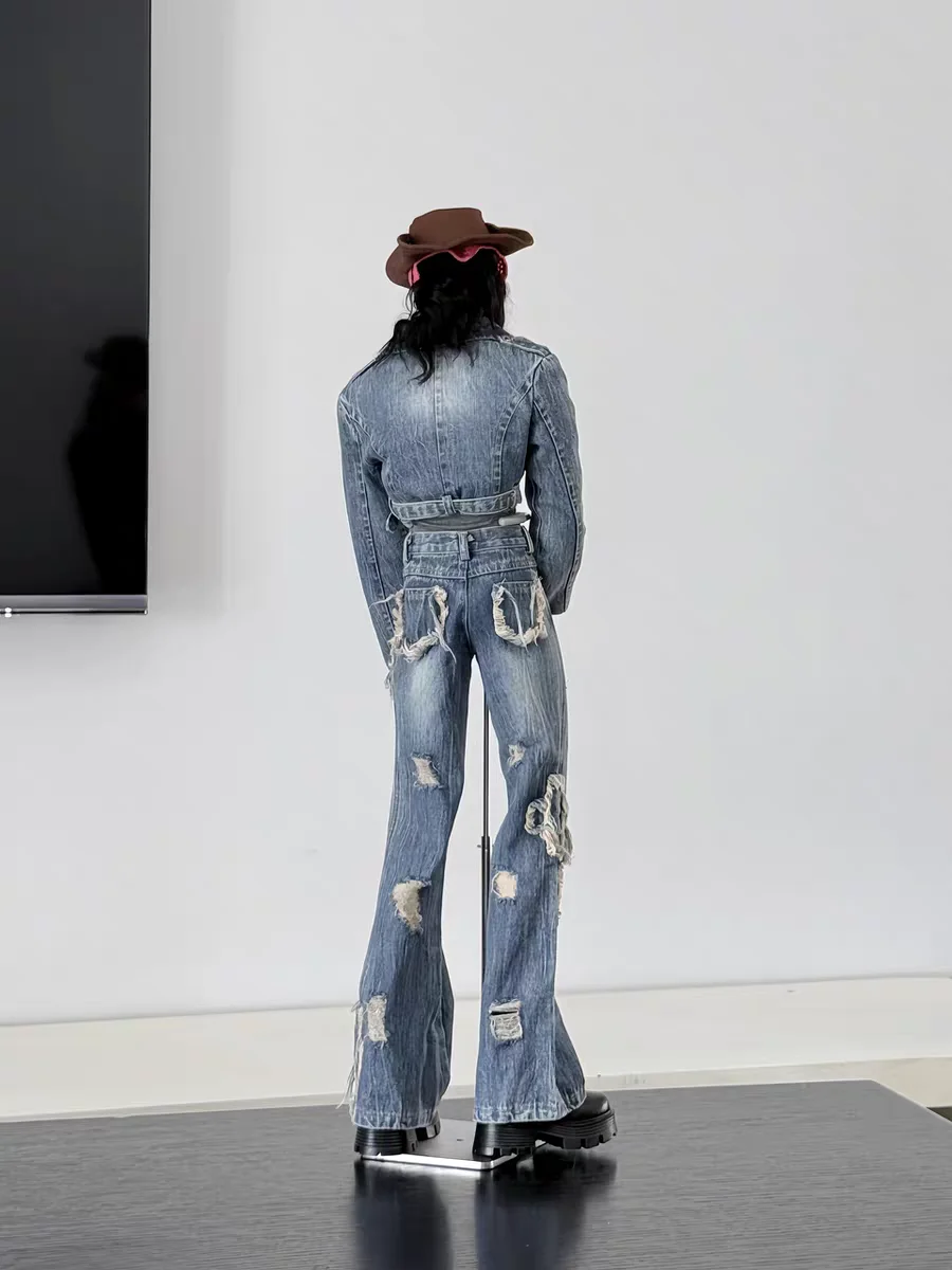 BJD doll clothes suitable for Uncle 70 ID75  77 size new washed denim jacket+denim pants two-piece set for men