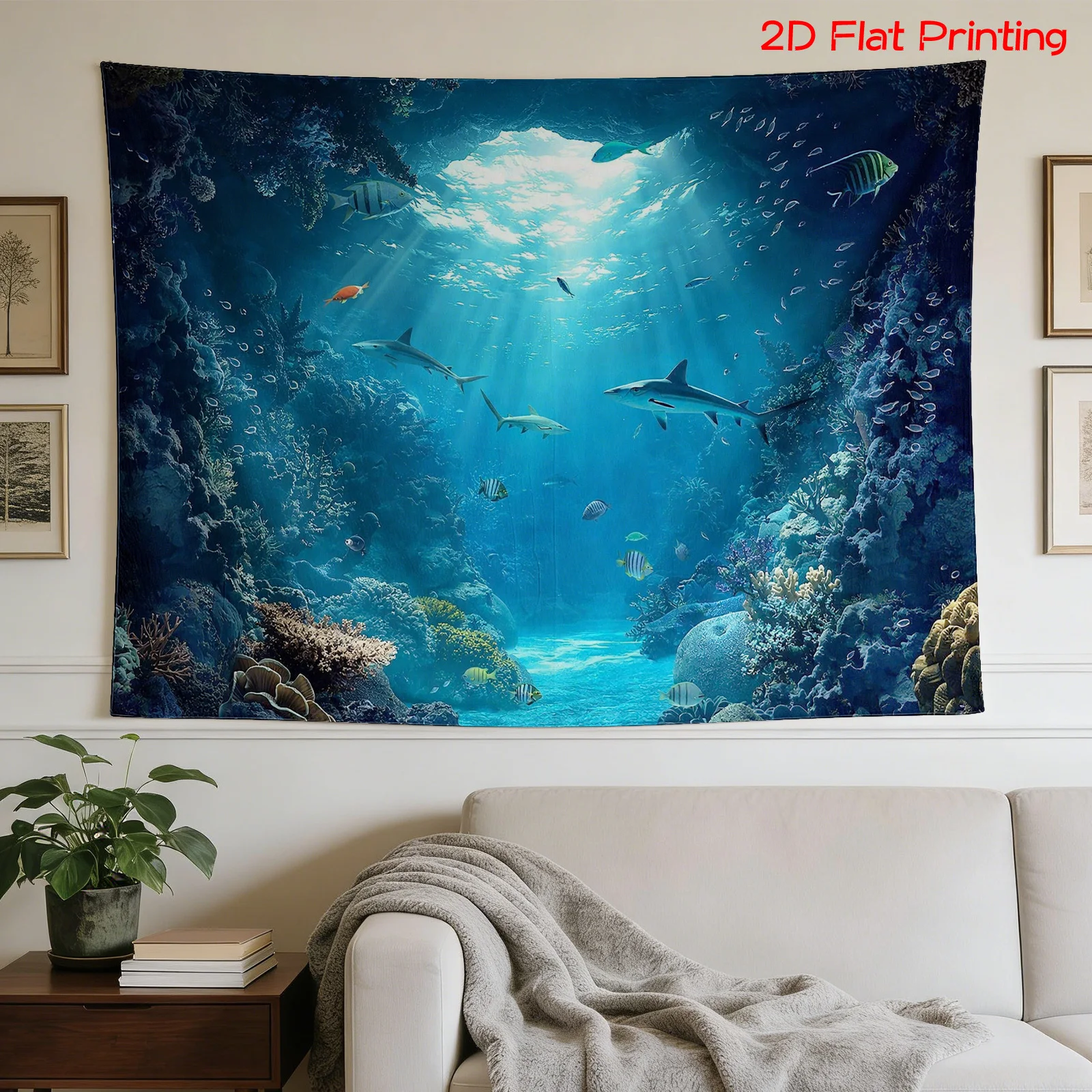 Aquarium Blue Marine Reef - Большой настенный гобелен с изображением океана: