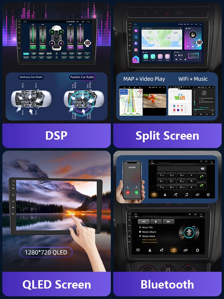 Podofo 4G CarPlay راديو أندرويد لفورد Ecosport 2013-2017 سيارة مشغل وسائط متعددة 2din نظام تحديد المواقع سيارة ستيريو رئيس وحدة IPS Autoradio #5