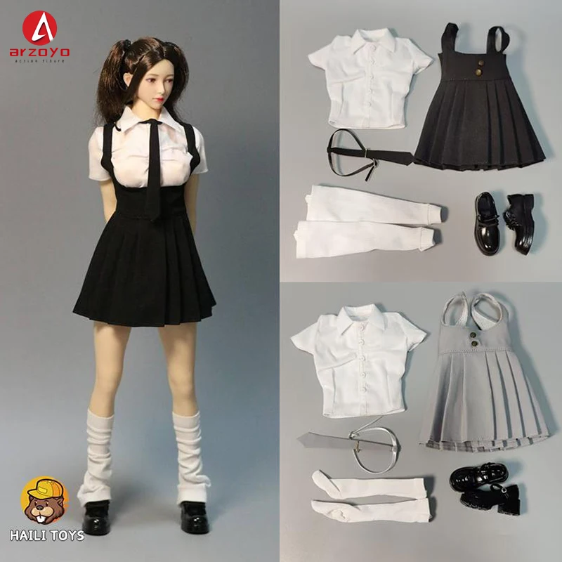 HAILI TOYS 1/6 Scale Secretary White-collar JK Pleated Skirt Set Cute Clothes Model Fit 12'' PH Movable Female Soldier Body Doll