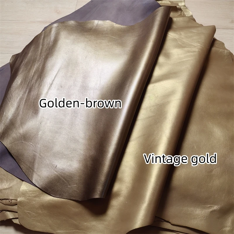 0.7/1mm Vintage Gold/Golden Brown Sheepskin. First Layer Leather.Real Leather Fabric.Handmade DIY Inner Leather.Whole Sheepskin