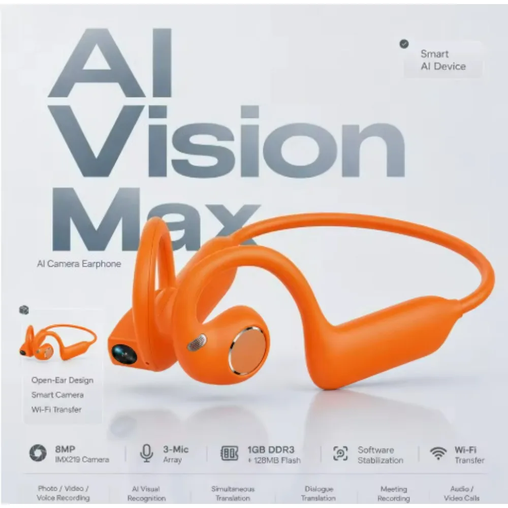2027 QCY Bone Conduction Bluetooth Headphones With 800W Smart Camera, AI Translation Video & Photo Shooting For Sports Cycling