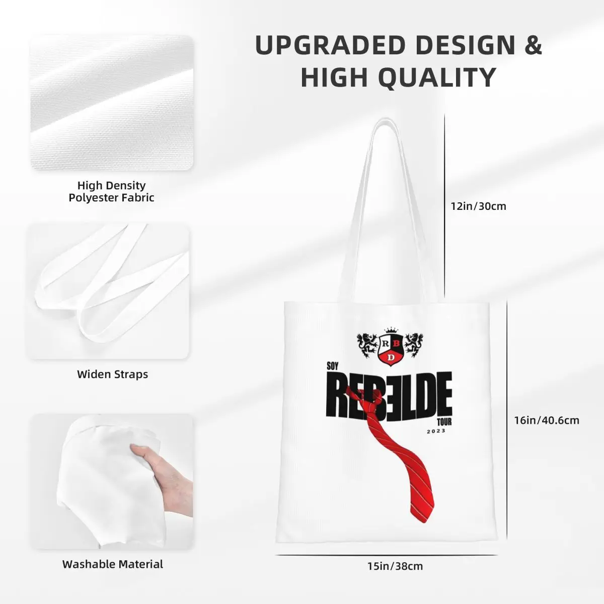 RBD Rebelde Bolsas de compras mexicanas Lona El bolso de mano plegable para niñas Bolso de hombro Bolso de viaje