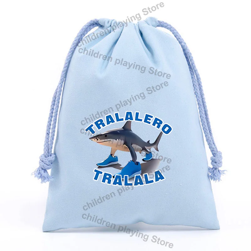 Sac à cordon série Brainrot italien, animaux AI, câble de données, pochette de rangement pour batterie externe, sacs de collations pour bonbons mignons, cadeau d'anniversaire