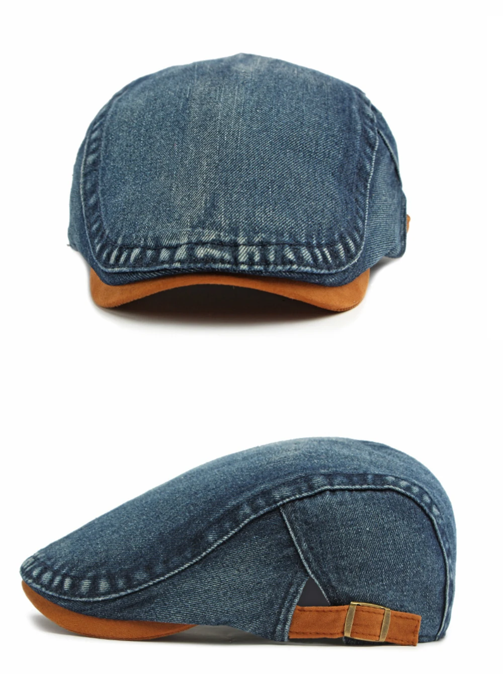 HT5106 Baskenmützen für Herren und Damen, Vintage Künstler-Mütze, Verstellbare Ivy-Flatcap für Frühling und Herbst, Denim-Baskenmützen – Detail 8