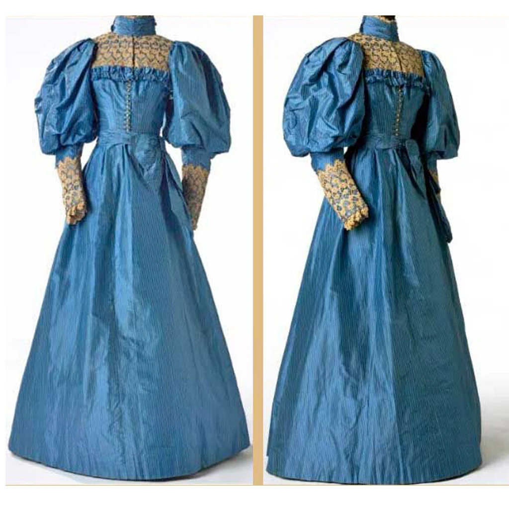 19th Century Victorian Civil War Blue Dress Gown Women Vintage Victorian Afternoon Ball Gown Costume