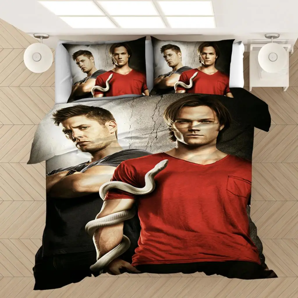 Supernatural Bedding Set Duvet Covers Supernatural TV Series Sam Dean Comforter Bedding Sets Bedclothes Bed Linen(NO Sheet)