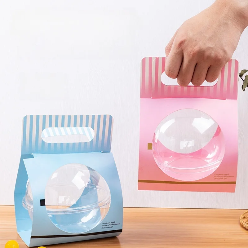 

5/10pcs Transparent Candy Box Balls with Handheld Paper Cover Plastic Chocolate Gift Boxes Kids Birthday Party Baby Shower Decor