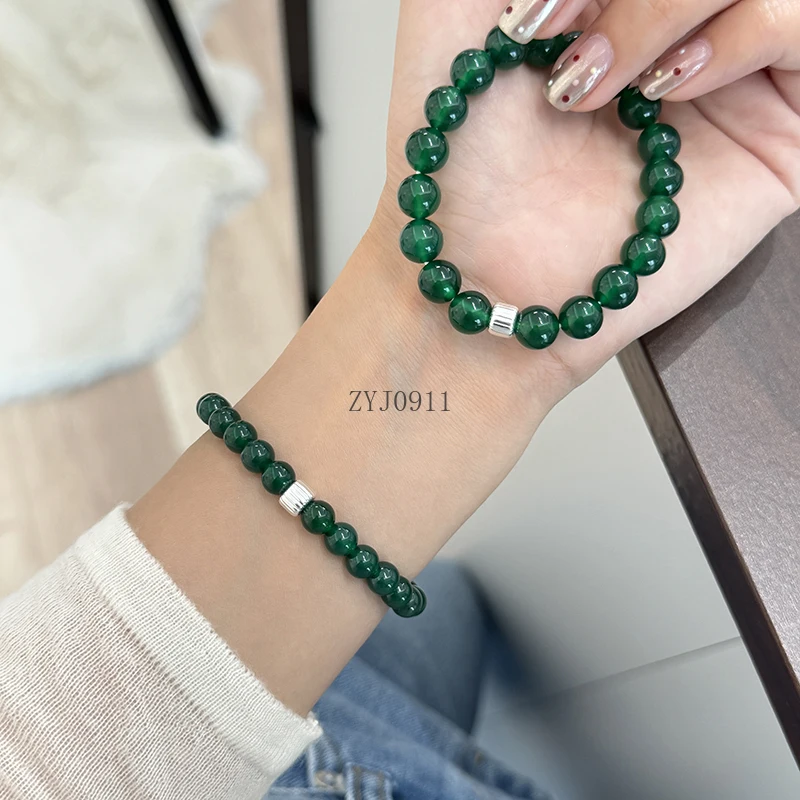 جديد الصينية تبييض مزاجه العقيق الأخضر الفضة الاسترليني سوار ضوء فاخر رائعة المتخصصة سوار على الطراز الوطني