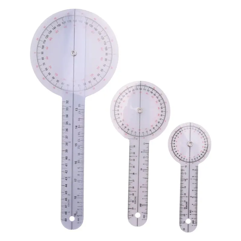 A7THK-3-Piece Goniometer 6/8/12 Inch Occupational Therapy Protractor Tool Measuring Angle Ruler 360 Degree Universal