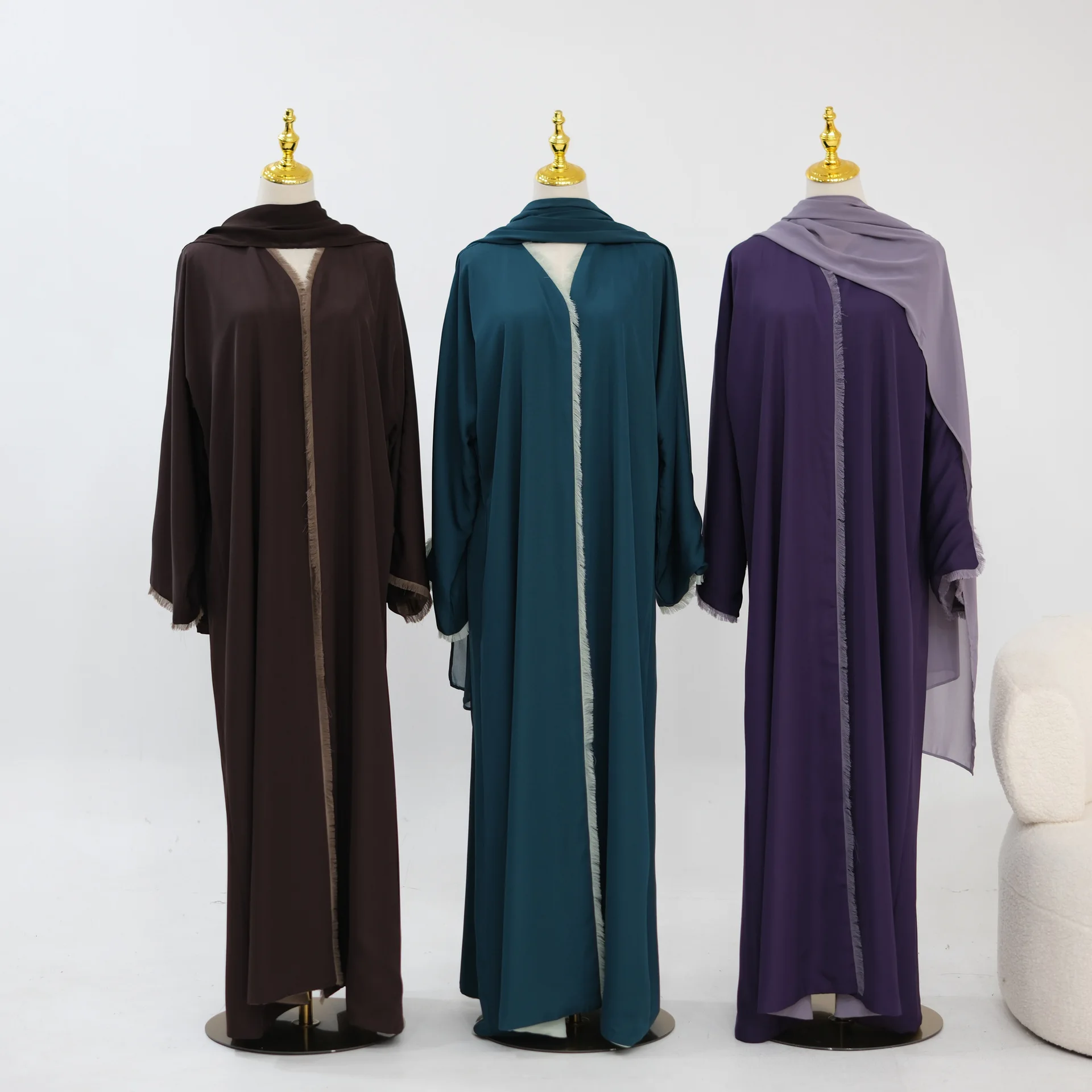 Eid Women Abaya Hijab 2 Piece Set Muslim Dresses Cardigan Robe Khimar Suit Jalabiya Ramadan Morocco Dubai Kaftan Islam Vestidos