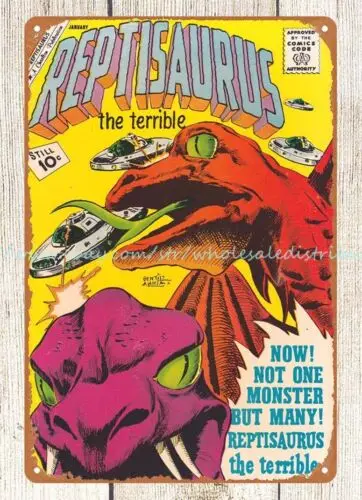 1962 Reptisaurus the terrible Comics metal tin sign country decor