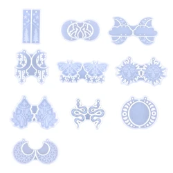 R3MC Silicone Keychain Mold Dangle Earring Resin Mold Moon Epoxy Resin Casting Mold for DIY Pendant Keychain Jewelry Making