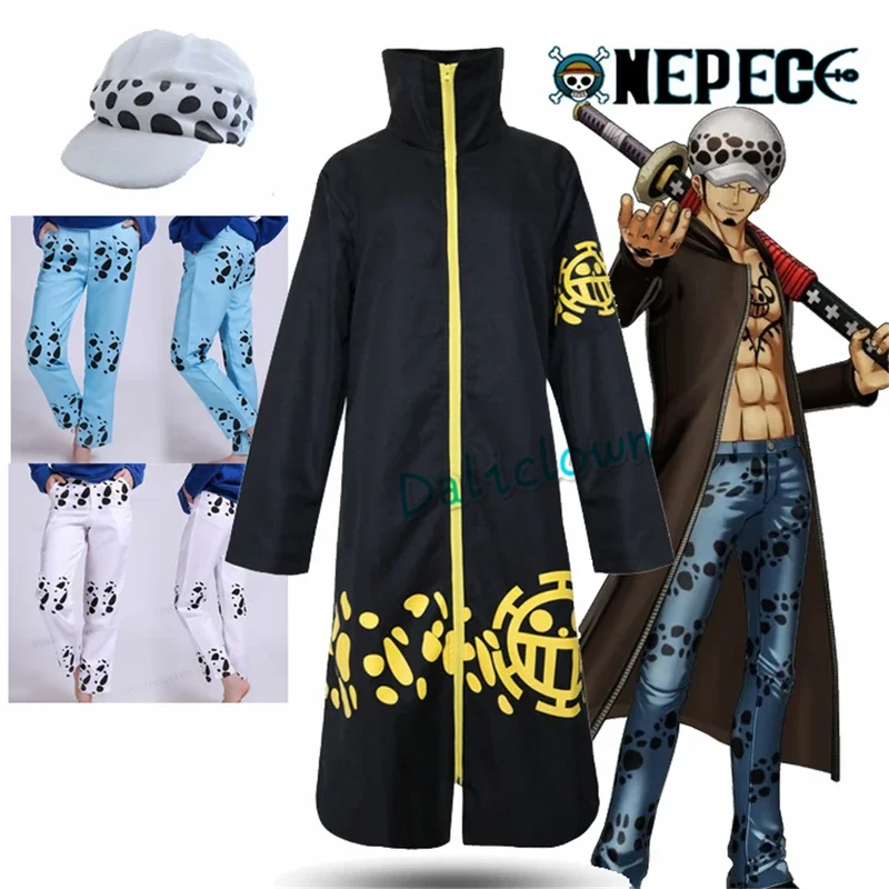 Anime OnePiece Trafalgar Law After 2 Years Cosplay Costume Women Men Jacket Coat Cloak Pants Hat Christmas Halloween Costume