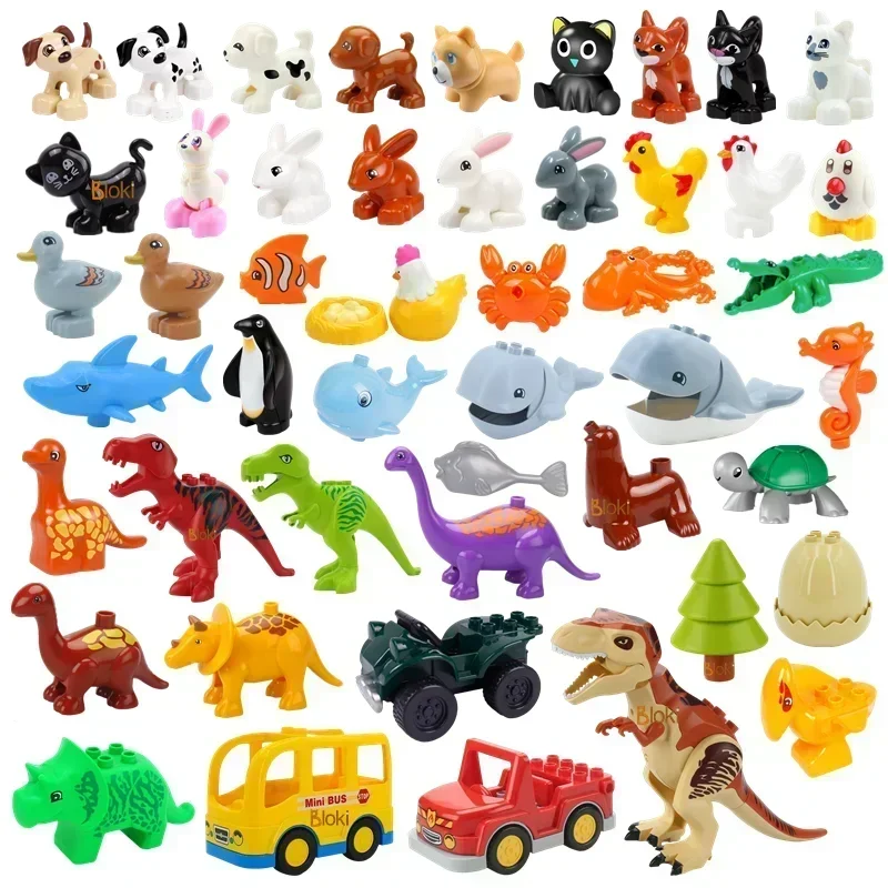 Big Building Blocks Jurassic World Dinosaurs Rex Figures Marine Animals Compatible Large Bricks Educational Children Kids Toys