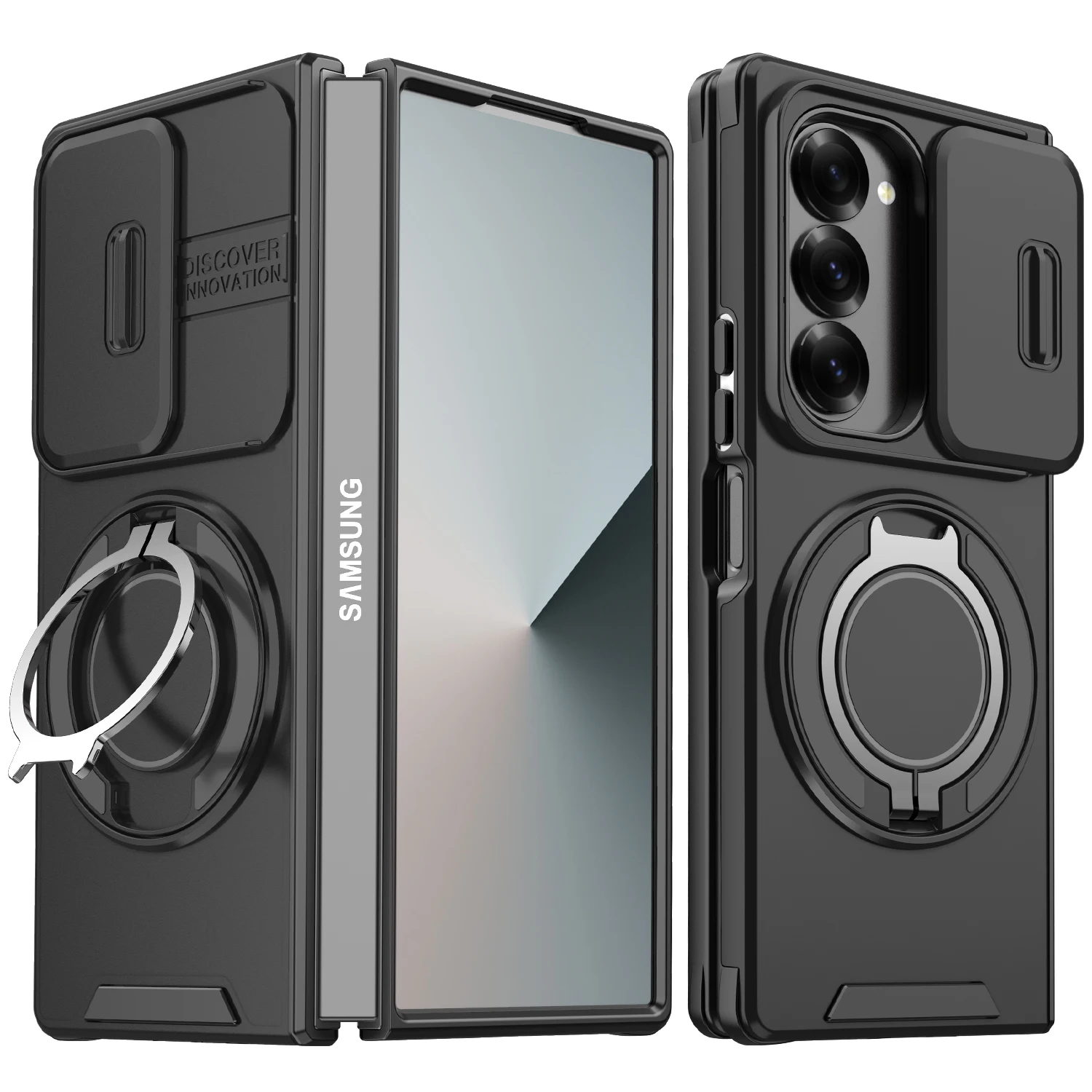 For Samsung Galaxy Z Flip6 Case Samsung Z Flip7 FE Phone Case Duty Rugged Armor Magnetic Bracket Slide Camera Protection Cover