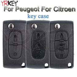 YRKEY Remote Key Case for Peugeot 207 307 308 407 607 807 for Citroen C2 C3 C4 C5 C6 Key Shell CE0523 CE0536 HU83/VA2 2/3 Button