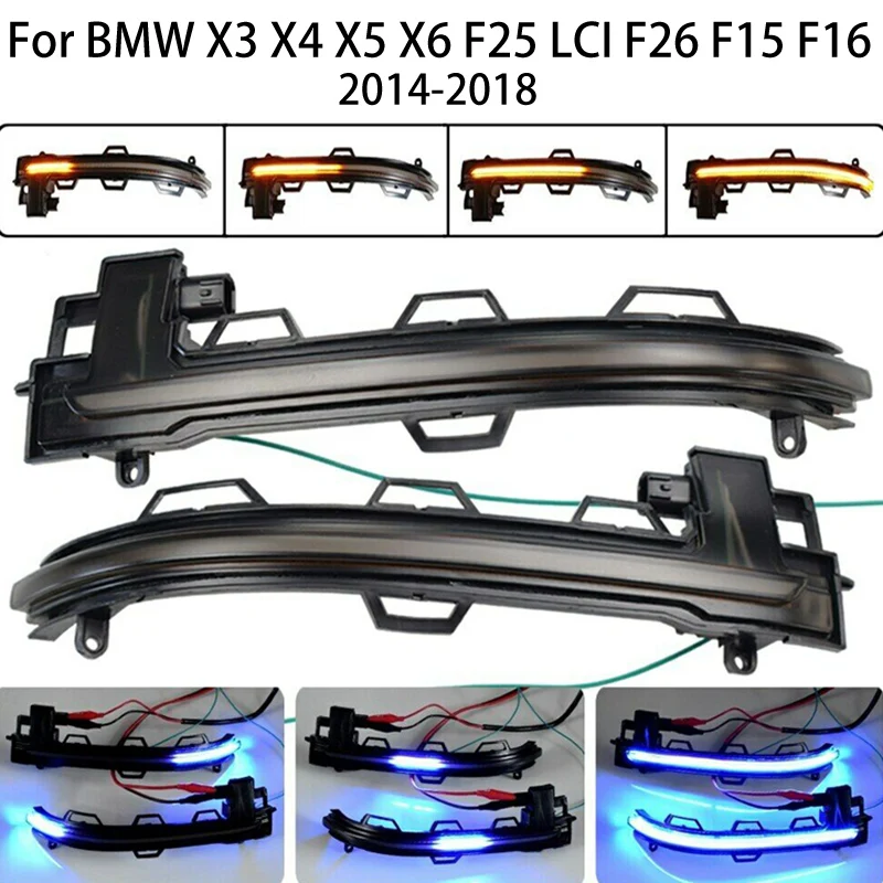 

Upgrade 2pcs For BMW X3 X4 X5 X6 F25 LCI F26 F15 F16 2014-2018 LED Dynamic Turn Signal Light Rearview Mirror Blinker Indicator