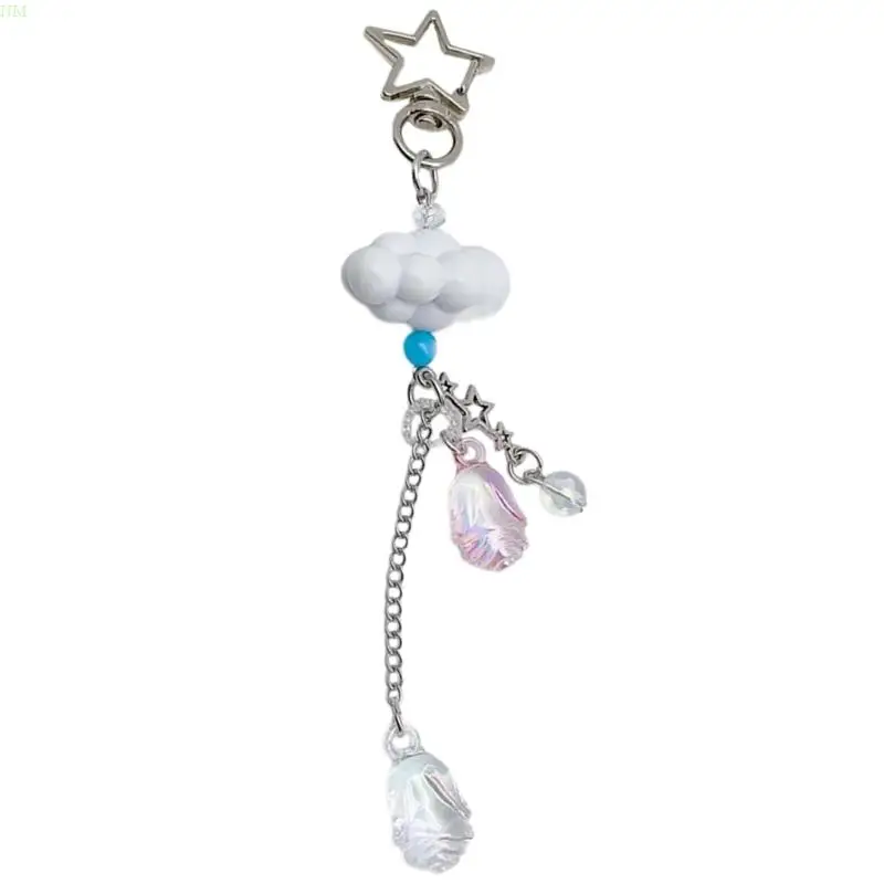 Elegant Cloud Star Keychain Charm Fashionable Keyring Hangings Ornament for Women Girls Bag Purse Backpack Decoration NM