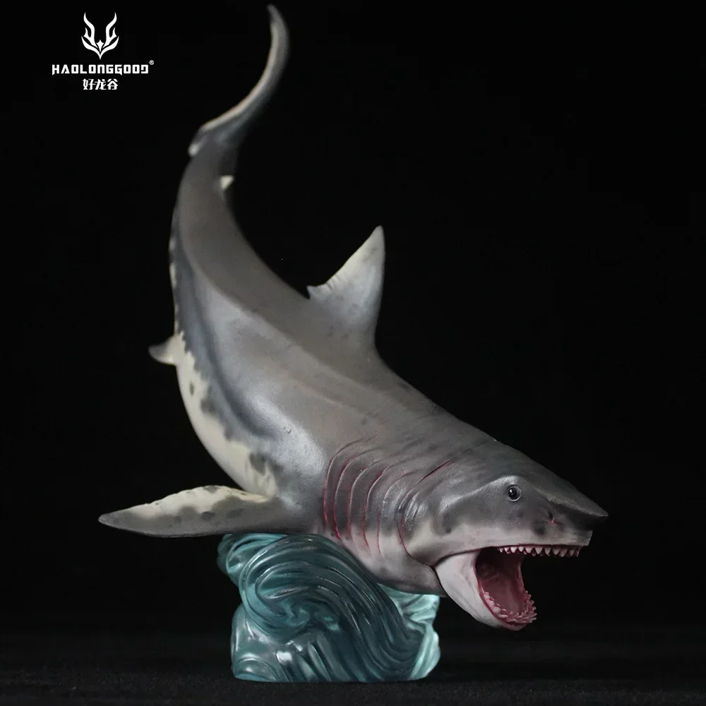 HAOLONGGOOD Otodus Megalodon Shark Figures with Base,Sea Life Toy Animal Model Movable Jaw