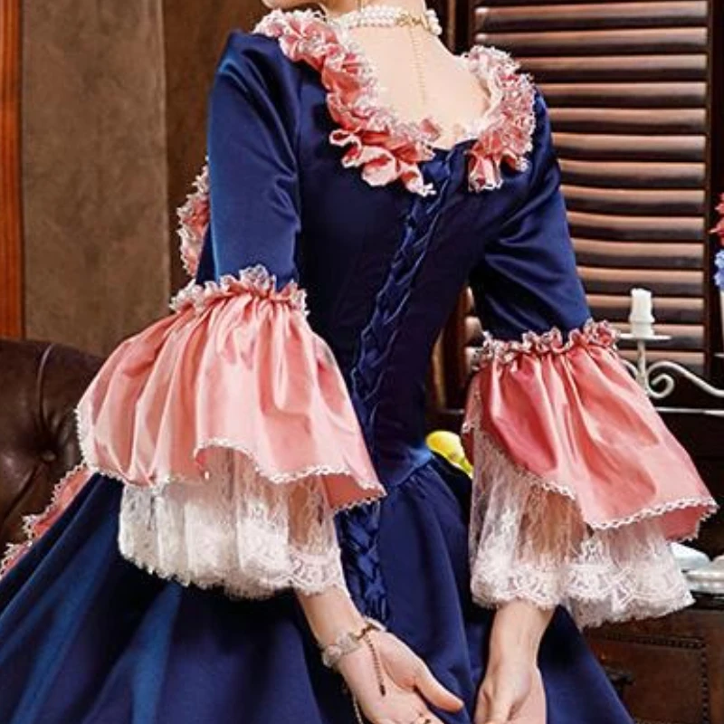 Navy Blue Noble Princess Oil Painting Travel Photo Banquet Costume Party Drama Performance British Dress Wedding Guest Jumpsuit