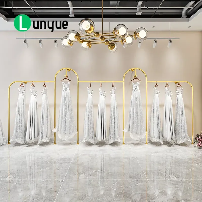 Wall Mounted Floor to Ceiling Dress Rack for Wedding Dress Cheongsam Clothes Hanger Clothing Store Display Stand Space Saving