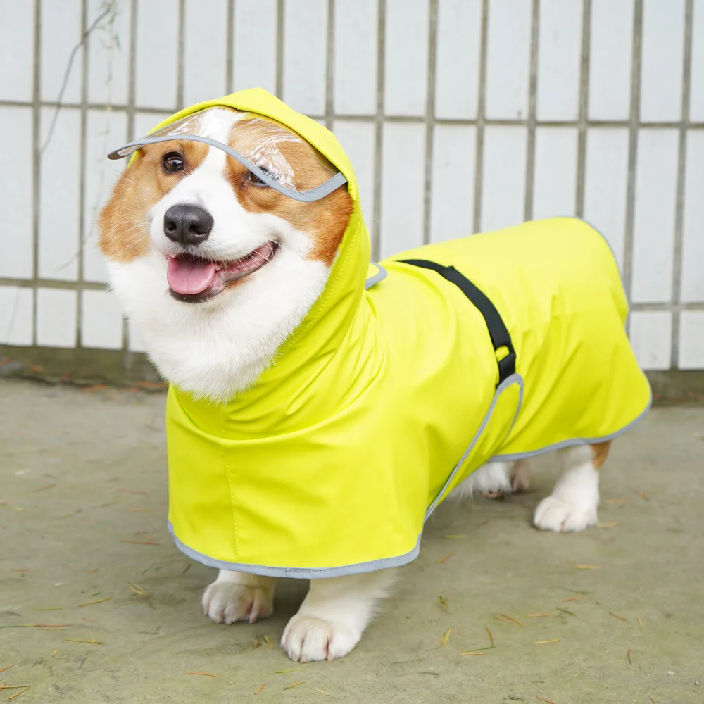 Small Medium Large Dog raincoat All Inclusive Corgi Teddy Law Cloak Rain Cloak Large Dog Clothes Protect Belly Pet Raincoat