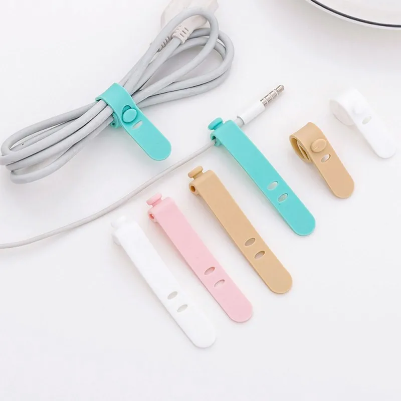 4PCS Universal Silicone Cable Management Wire Cord Fixer Charger Organizer Phone Cable Wire Manager Holder Wrap Earphone Clip