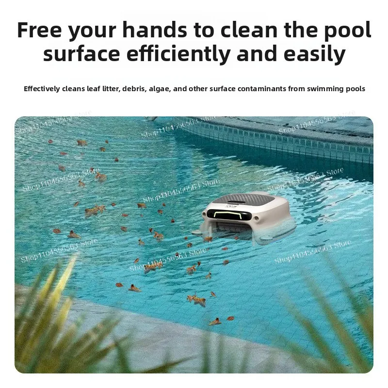 Wireless Automatic Surface Skimmer Pool Cleaning Robot – Floating Debris Collector with Leaf Collection for Swimming Pools