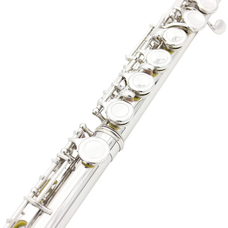 16 Holes C Tune Transverse Flute E Key White Copper Flute Nickel-plated Silver Flute Beginner Students