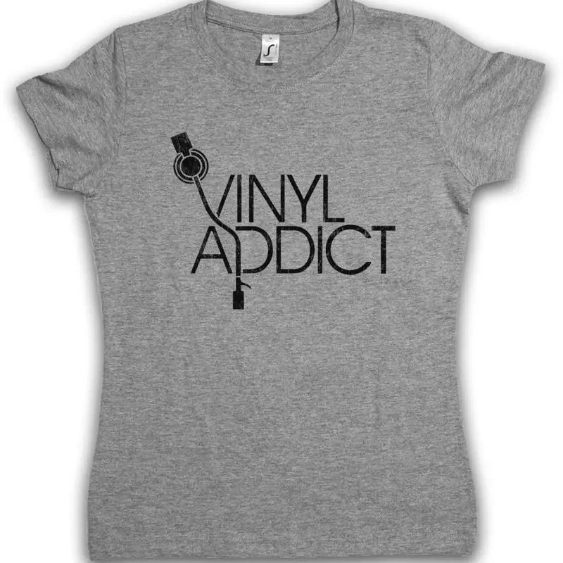 VINYL ADDICT T shirt Club Disco Retro Music turntable DJ MC Disc Mint