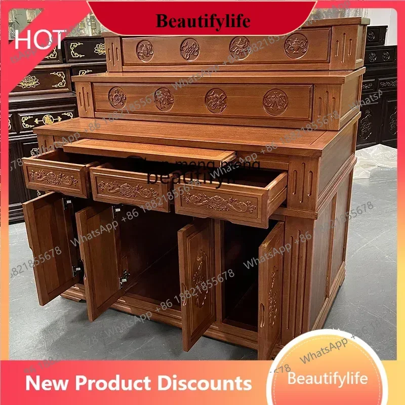 

D178 Offering table Solid wood incense case Household shrine Offering incense table on the shrine Three-layer offering table